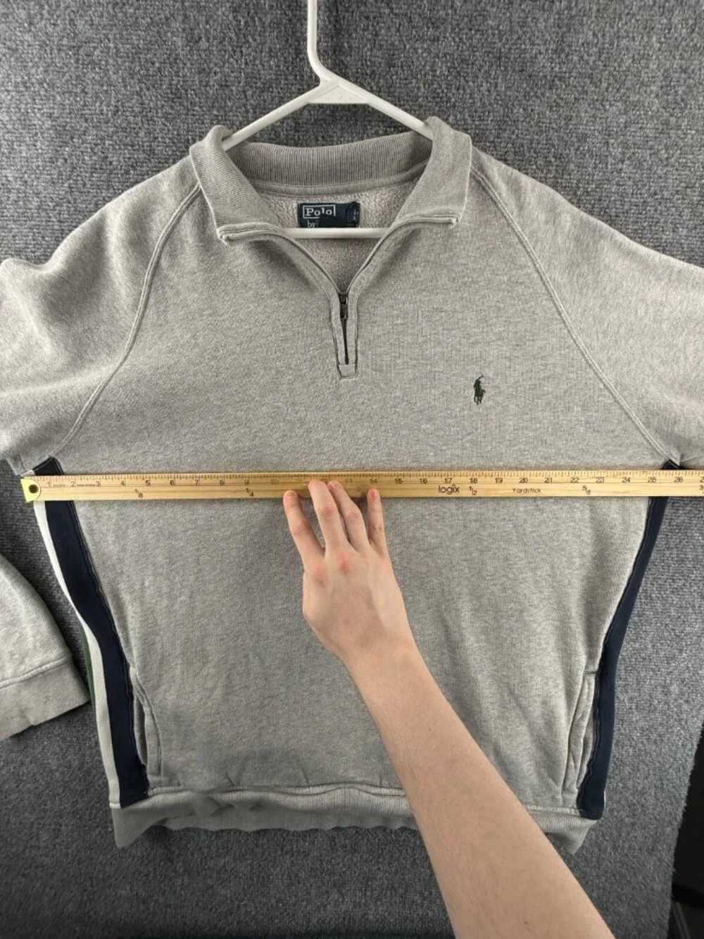 Polo Ralph Lauren Sweater 1/4 Zip XXL Contrast Trim Cotton Acrylic Blend Gray